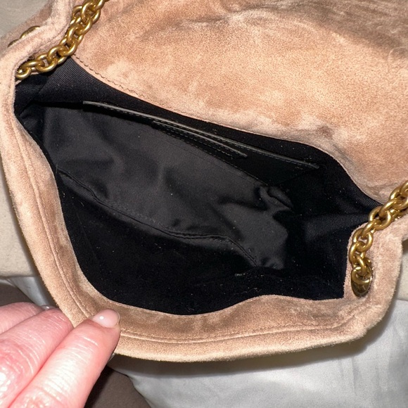 Saint Laurent Brown Suede Quilted Shoulder Bag with Gold Chain - Picture 6 of 8